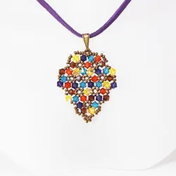 Pendant 40cm - Xochitl Grapes-Purple Suedine - Pendant 40cm - Laiton bronze